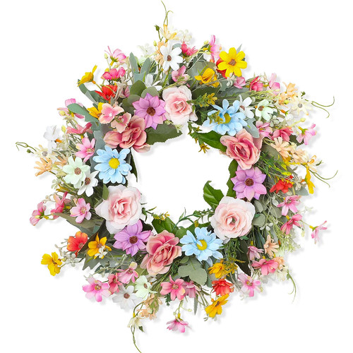 Artificial daisy flower wreath - artificial,