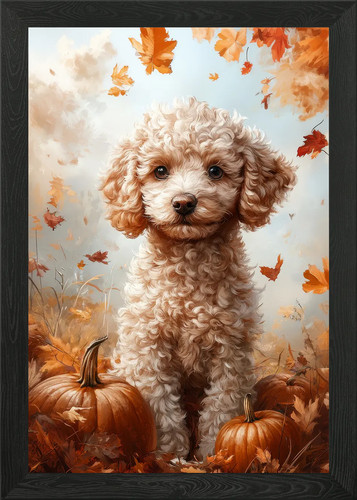 Autumn poodle portrait with - poodle,