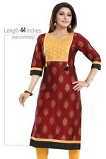 Women Ethnic Kurti Tunic Kurta Shirt Silk Printed 3/4 Sleeves  Dress MM249