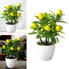 Artificial Lemon Tree in Pot – 18cm Faux Bonsai for Home & Kitchen Décor