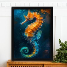 Seahorse Wall Art Orange And
