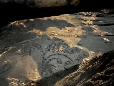 Taffeta Faux Silk Fabric, Per Metre - Stylised Damask Print - Bronze & Black