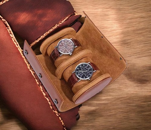 Slot leather watch roll - pu,