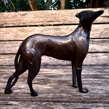 Vintage Bronze Sculpture Standing Greyhound Dog Whippet Statues Art Deco 5" Tall