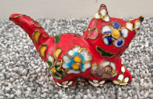 Vintage chinese cloisonné cat - vintage,