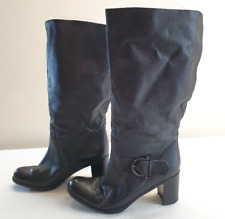 MARKON Boots Ladies Womens Size 6 EU 39 Black Knee High Leather Boot