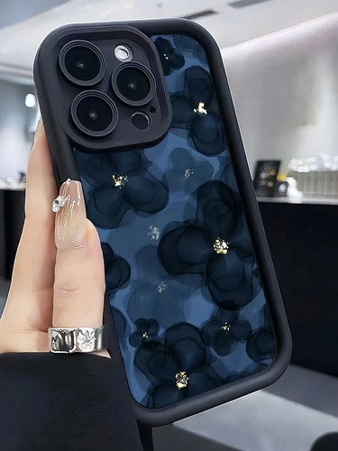 Navy blue floral phone case - floral,