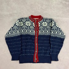 Vintage Knitted Cardigan Abstract Fair Isle Patterned Chunky Knit Sweater