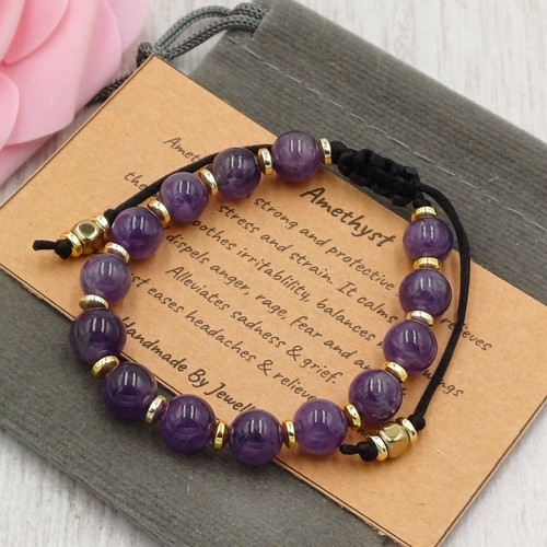 Amethyst bracelet adjustable - amethyst,