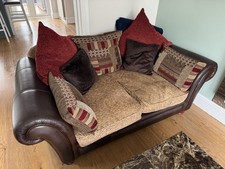 Perez 2 Seater Sofa Vintage Leather & Fabric Brown