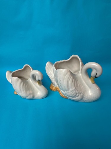 Vintage ceramic swan planter - ceramic,
