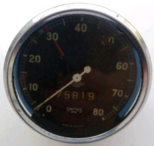 Vintage British JAEGER 80mph Speedometer - 3.5" Diameter