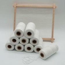 2 Roll 1mm White Pure Cotton Loom Warp Thread Yarn for Weaving Carpet Tapestry