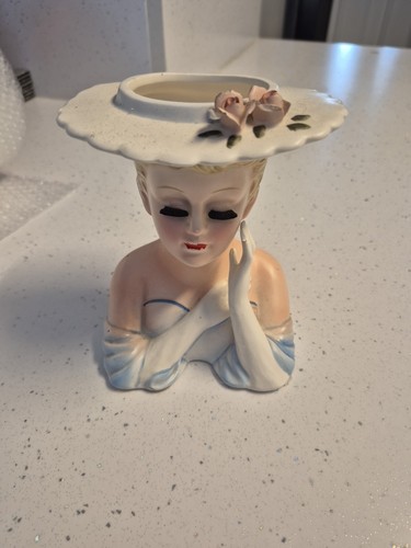 Vintage lady head vase - lady, planter