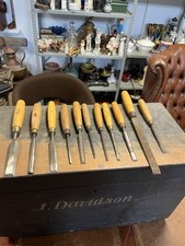 Set Of 11 Good Quality Vintage Box Wood Marples Carving / Woodworking Chisels ++