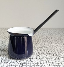60s 70s Vintage Retro Blue Enamel Ware Sml Milk Pan Turkish Coffee Pourer Poland
