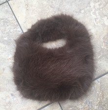 BROWN FAUX MINK HANDBAG...NICE SHAPE... JUST FAB BNNT -LOVE IT!