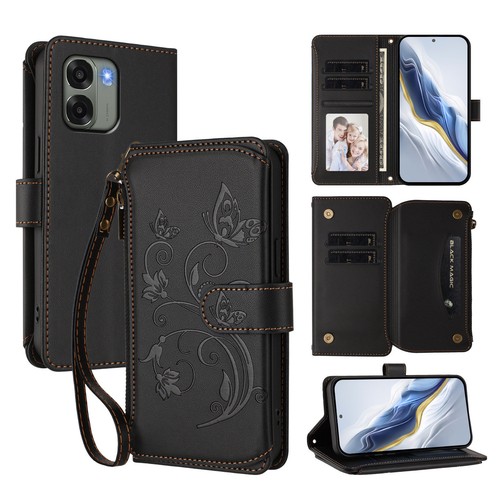 Zipper leather card wallet - leather,
