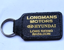 HYUNDAI PRINTED BLACK LEATHER TRADITIONAL ENGLISH KEYRING LONGMANS MOTORS BASILD