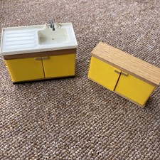 Vintage Dolls House Lundby Barton Kitchen Sink And Cupboard