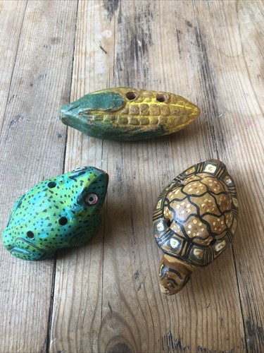 Peruvian pottery animal flutes - peruvian,