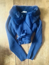 Zara Bold Blue Fur Collar Wrap