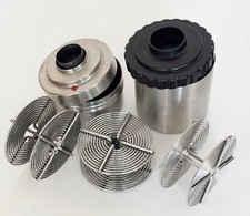 TWO STAINLESS STEEL DEVELOPING TANKS 35mm THREE SPOOLS  BOTH TANKS MISSING  CAPS