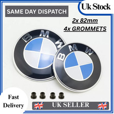 BMW 1 3 5 Series E60 E61 E92 E81 E87 E90 82mm 2x Bonnet Boot Badge 4x Grommets