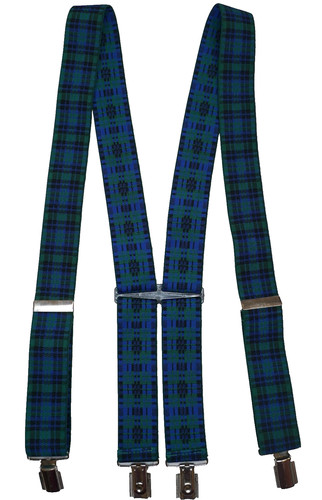 Vintage tartan braces blue - braces,