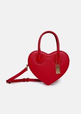 MONCRIEF - Valentina designer shoulder bag, Red Leather, Heart Shaped