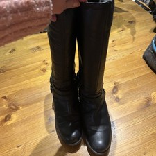 Black Leather George Knee High Boots 4