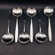 ELKINGTON BOSTON x 6 Cereal Soup Spoons Stainless Steel 18/8 17mm 1960s Vintage