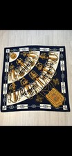 Hermes Scarf Navy White Gold