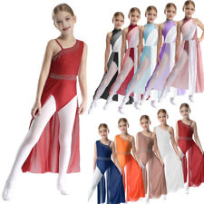 UK Kids Girls Tutu Skirted Leotard Sparkly Lyrical Dance Dress Ballet Dancewear