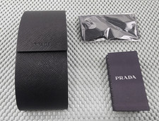 Prada Saffiano Black Textured Sunglasses Eyeglass Case ONLY with Cleaning Cloth