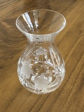 Stuart Crystal/Glass Fuschia Posy Vase Etched Approx. 11cm High. 