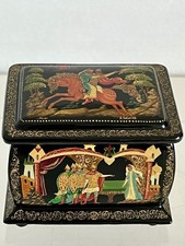 Russian Lacquered Box Tianex Signed Fairytale Rare Shape!
