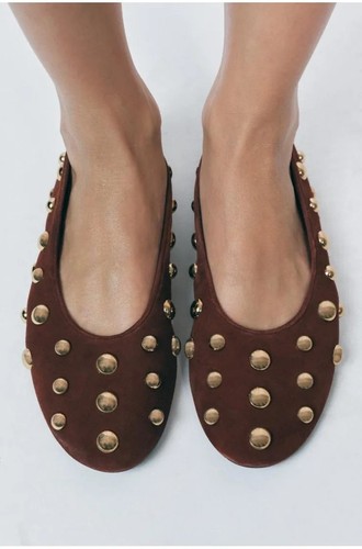 Zara gold studded - gold, flats