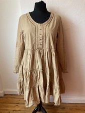 Ewa I Walla 100% Cotton Tired Sand Tunic With Double Black Pinstripe Medium Used