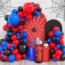 Red Blue Black Balloon Arch