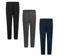 KIDS BOYS SCHOOL UNIFORM ZIP AND CLIP TROUSER ELASTICATED WAIST AGE 3 TO 16