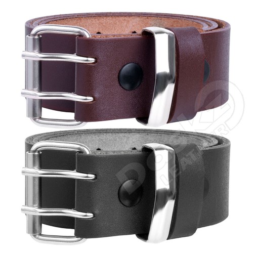 Mens leather belt double - , hole