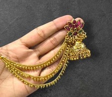 Lotus jhumka with gold ear