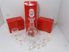 Royal Brierley Cut Glass Cystal Decanter & 5 Sherry Glasses Engraved Boxed Mint