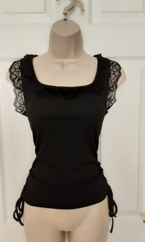 Black fitted blouse top - black,