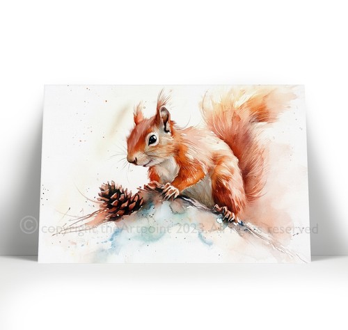 Red squirrel art framed or - -,