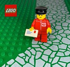 1 x Vintage LEGO Post Office minifigure from 1985- Red Outfit with Black Cap-7C