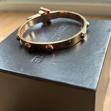Michael Kors Hinge Buckle Stud Bracelet Gold Tone Designer Bangle