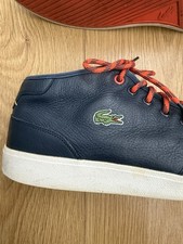 Lacoste Sport Benoit Navy Blue Leather Chukka Boots With Orange Laces Size 8/42