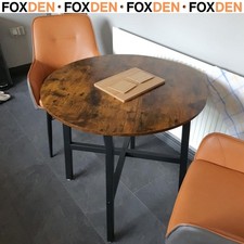 Small Dining Table Round Kitchen Space Saving Industrial Furniture Rustic Brown